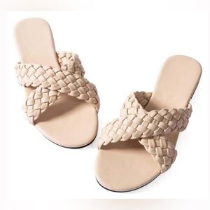 Women Flat Sandals Braided Leather Crossover Sandals